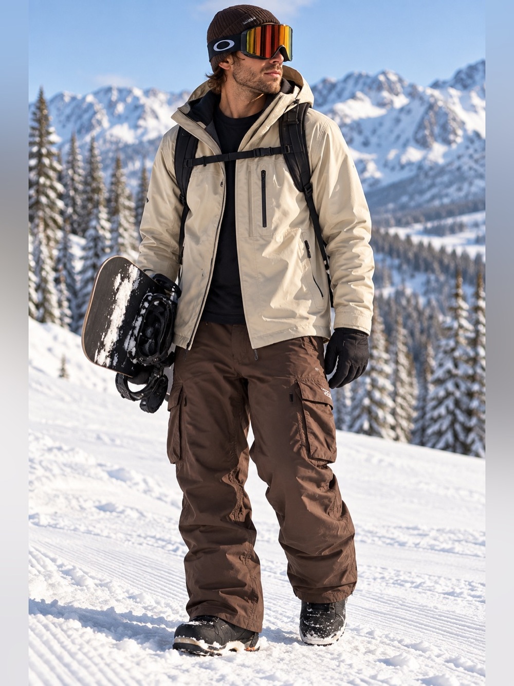 Burton Cargo Snowboard Pants Men's XS Brown True Penny DRYRIDE Y2K